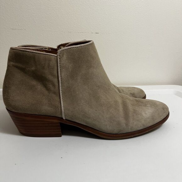 Sam‎ Edelman Womens Petty Putty Beige Suede Leather Zip Ankle Bootie sz 8.5 READ - Picture 1 of 9